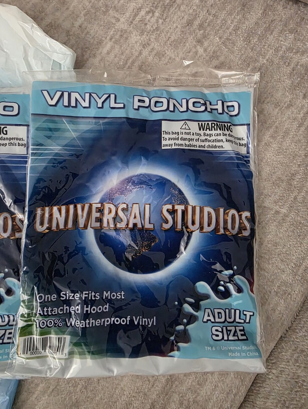Universal Blue Vinyl Poncho with Hood